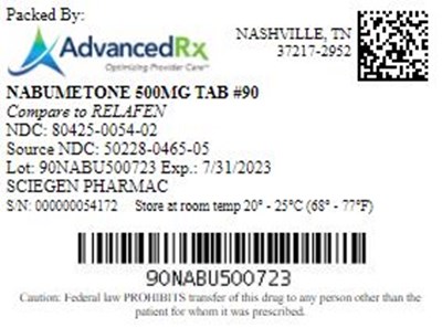 Nabumetone 500mg Tab Qty 90 Ndc 80425 0054